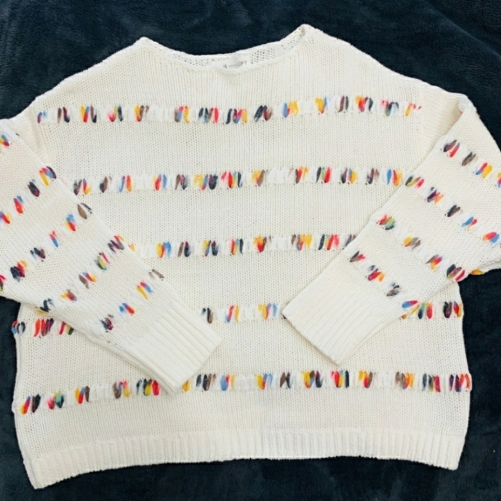⚡BNWT LOFT LOU & GREY RAINBOW STITCH SWEATER - Picture 3 of 5